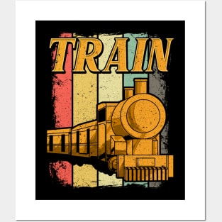 Vintage Train Lovers Gifts Retro Steam Train Novelty Gifts Posters and Art